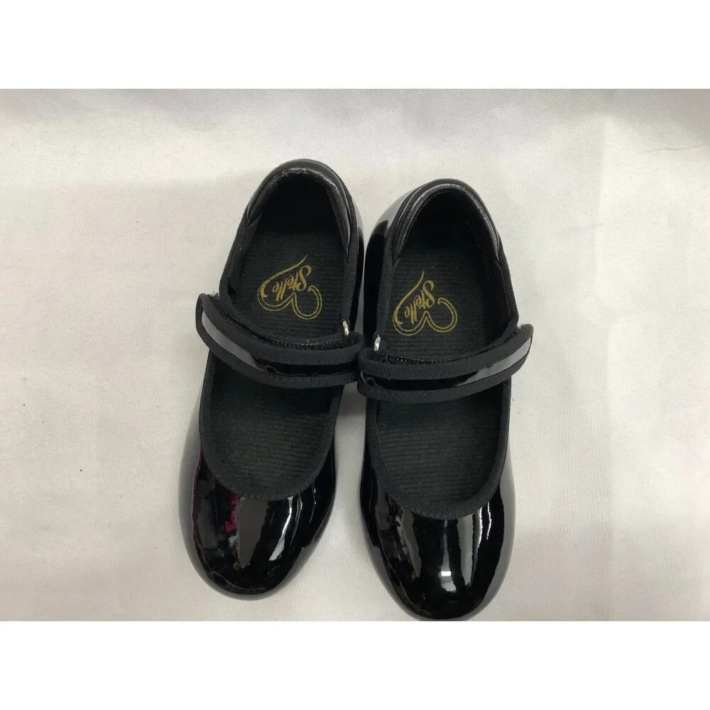 Pre-Owned Dance Dance Tap Shoes Stelle Child 10M Mary Jane easy Strap Black